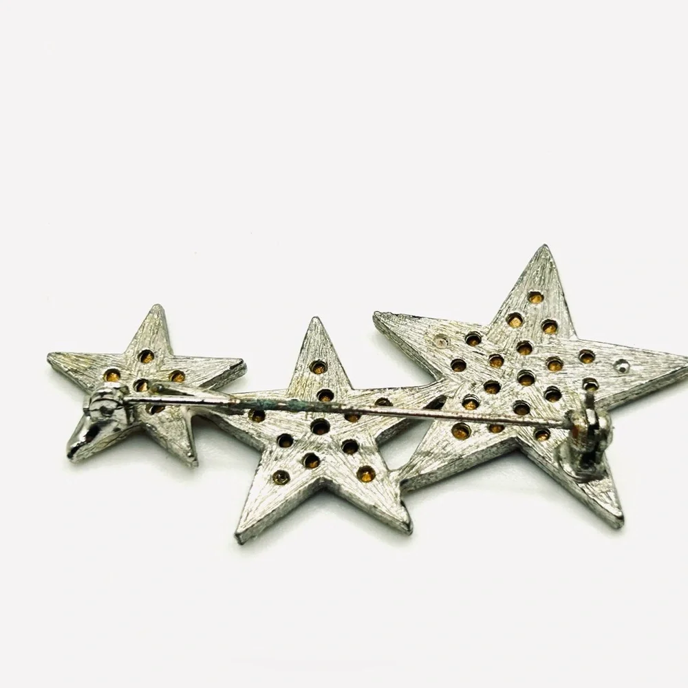 Vintage Art Deco Celestial Mystical Rhinestone Shooting Star Brooch Pin